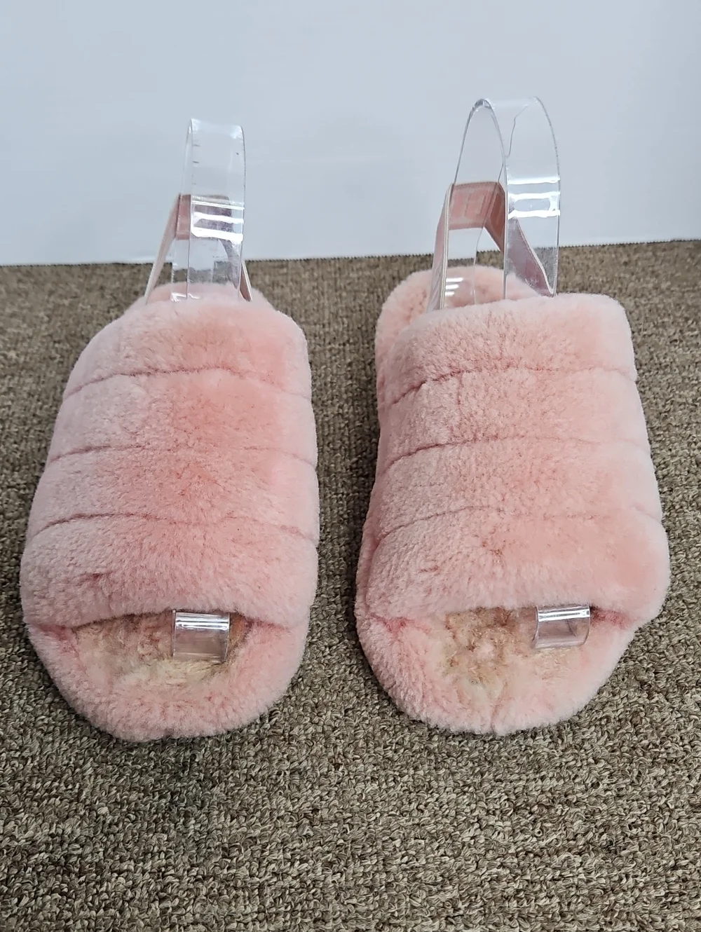UGG Pink Fluff Yeah Plush Slide Logo Slippers Slides Sz 6 Womens - Picture 2 of 10